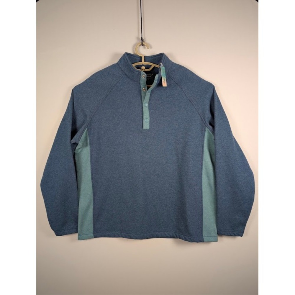 Bermuda Sands Golf Pullover Mens L Teal Blue Mid-Layer Quarter Snap Alex NEW